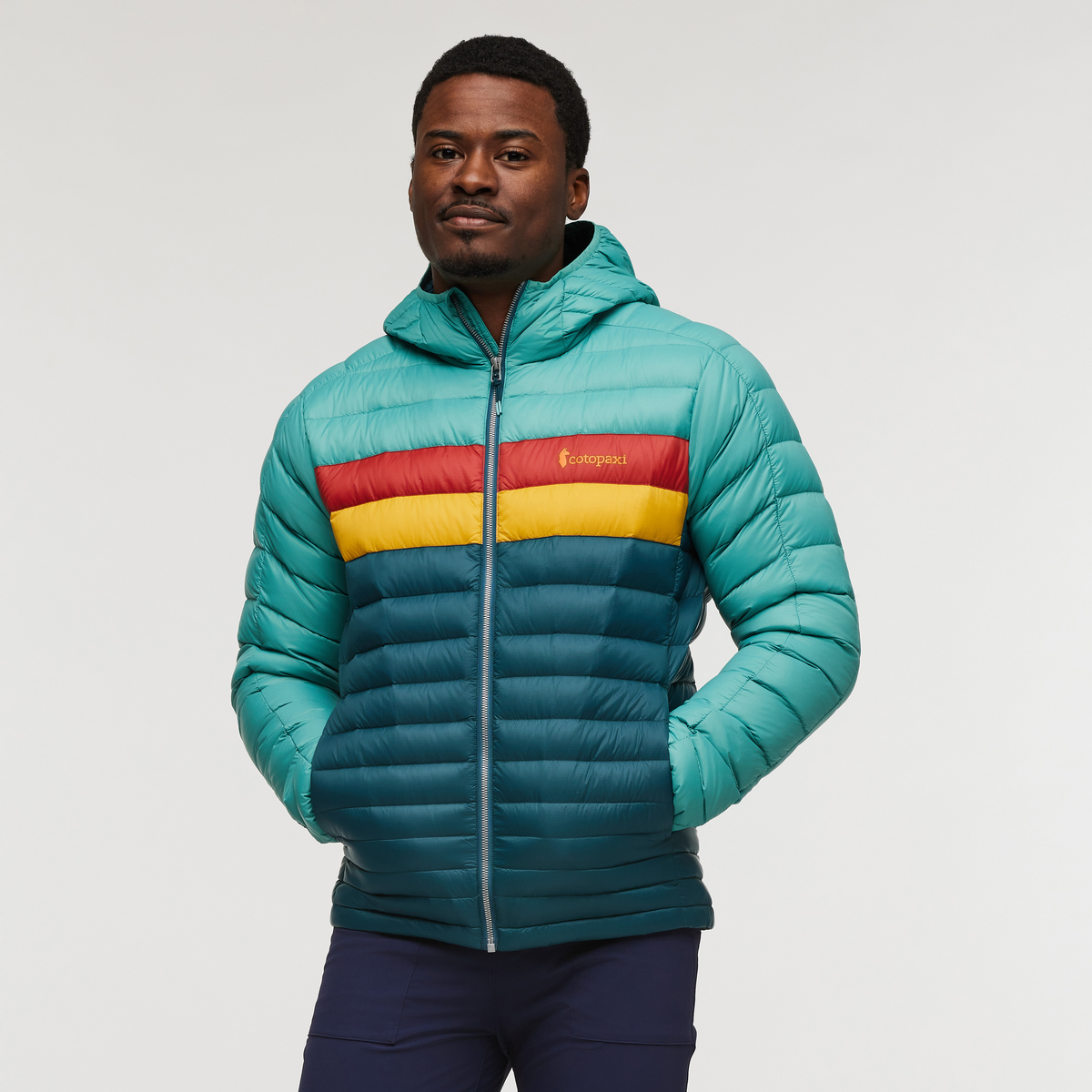 Fuego Hooded Down Jacket - Men's, Coastal/Abyss