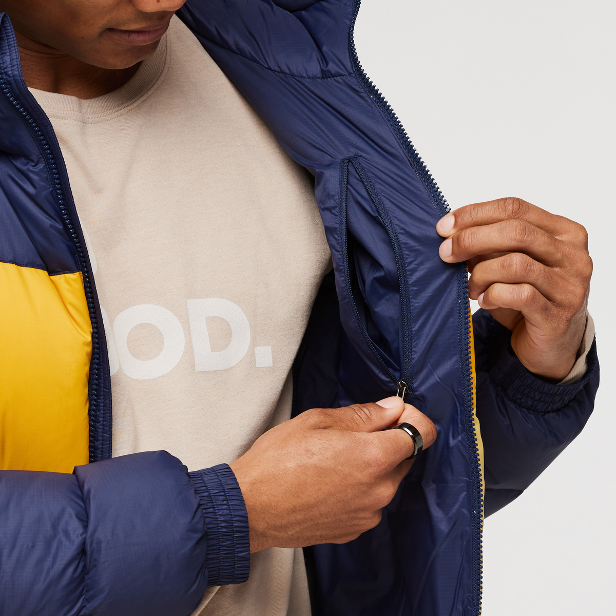 Solazo Down Hooded Jacket - Men's, Maritime/Amber