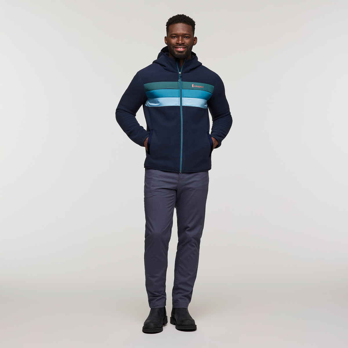 Teca Fleece Hooded Full-Zip Jacket - Men's, Mariana Trench, Model Kirk