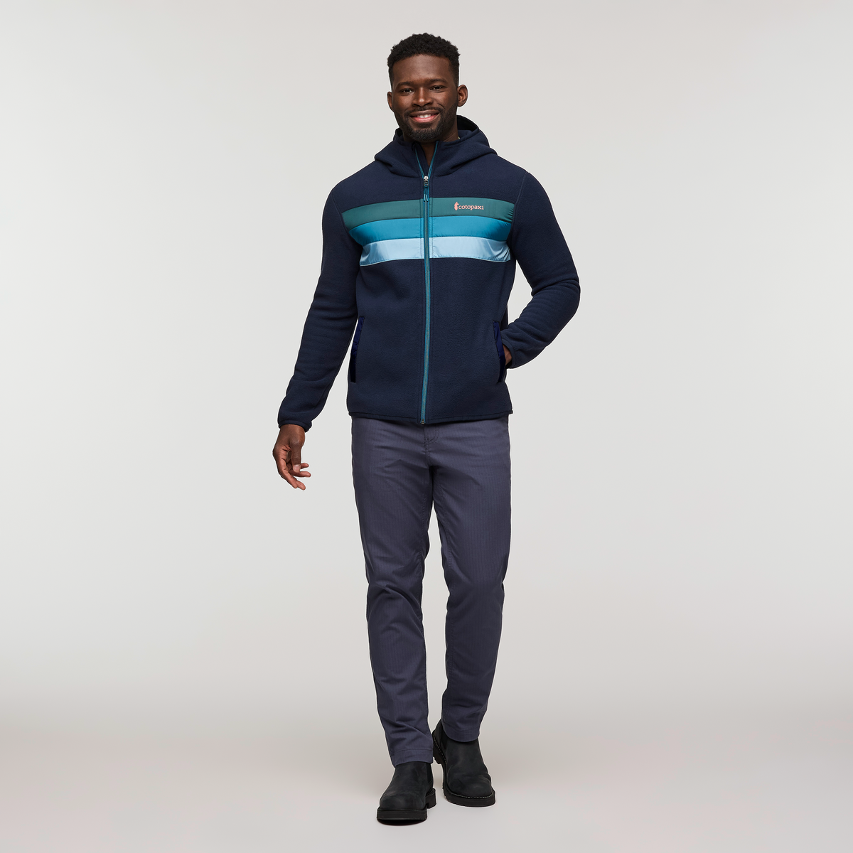 Teca Fleece Hooded Full-Zip Jacket - Men's, Mariana Trench, Model Kirk