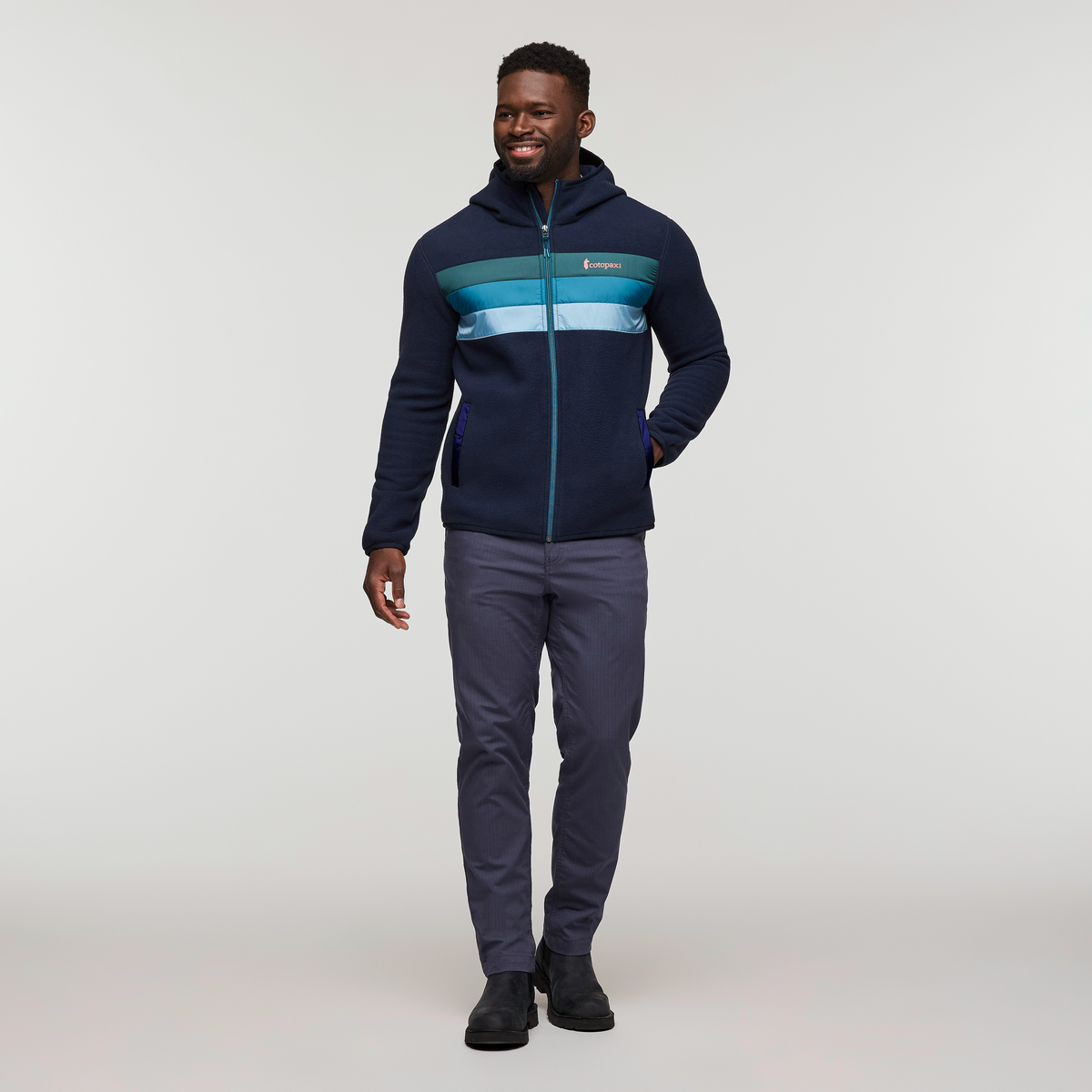 Teca Fleece Hooded Full-Zip Jacket - Men's, Mariana Trench, Model Kirk