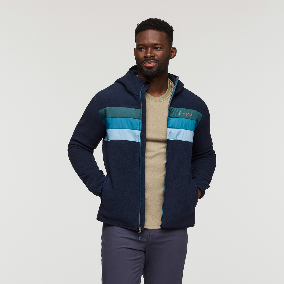 Teca Fleece Hooded Full-Zip Jacket - Men's, Mariana Trench, Model Kirk