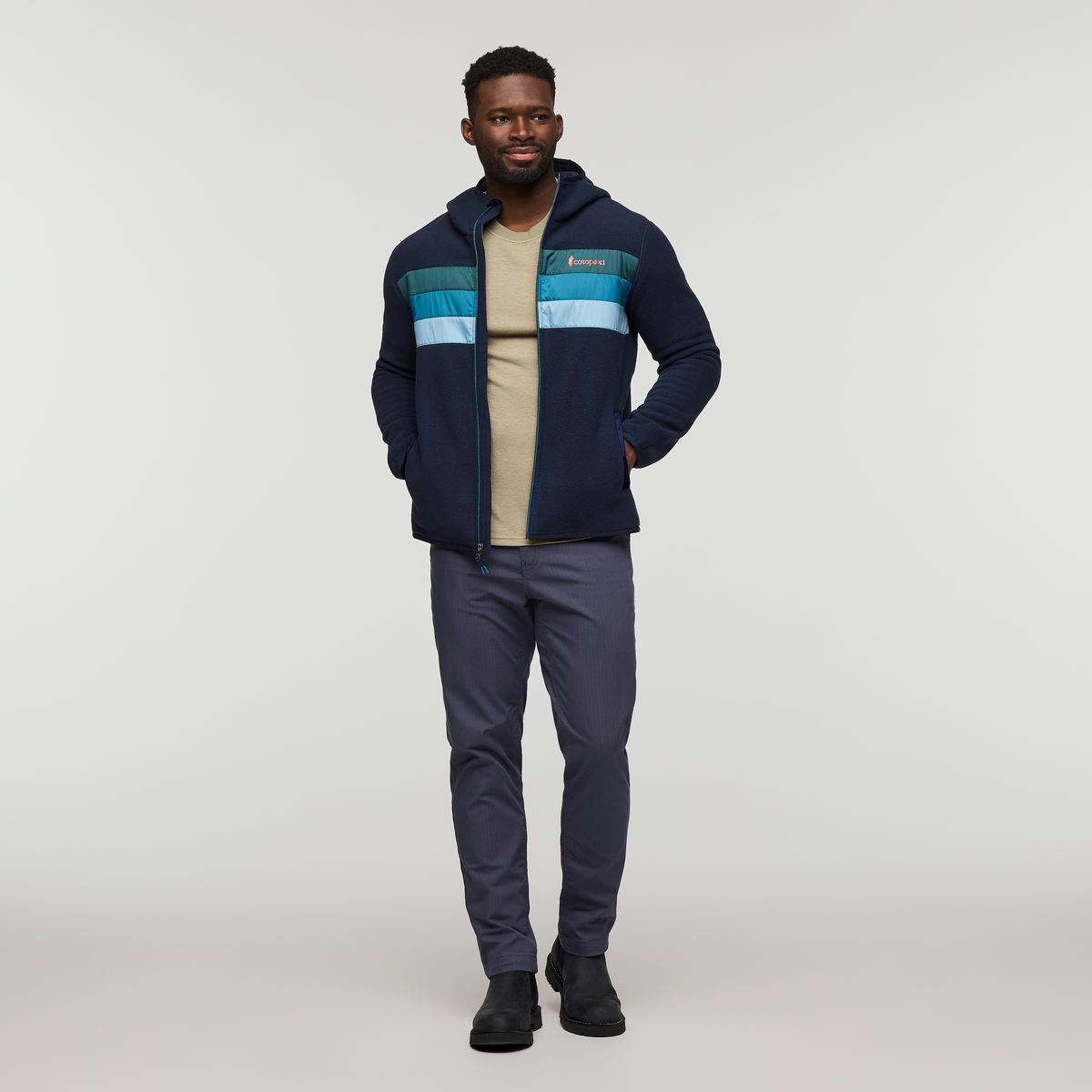 Teca Fleece Hooded Full-Zip Jacket - Men's, Mariana Trench, Model Kirk