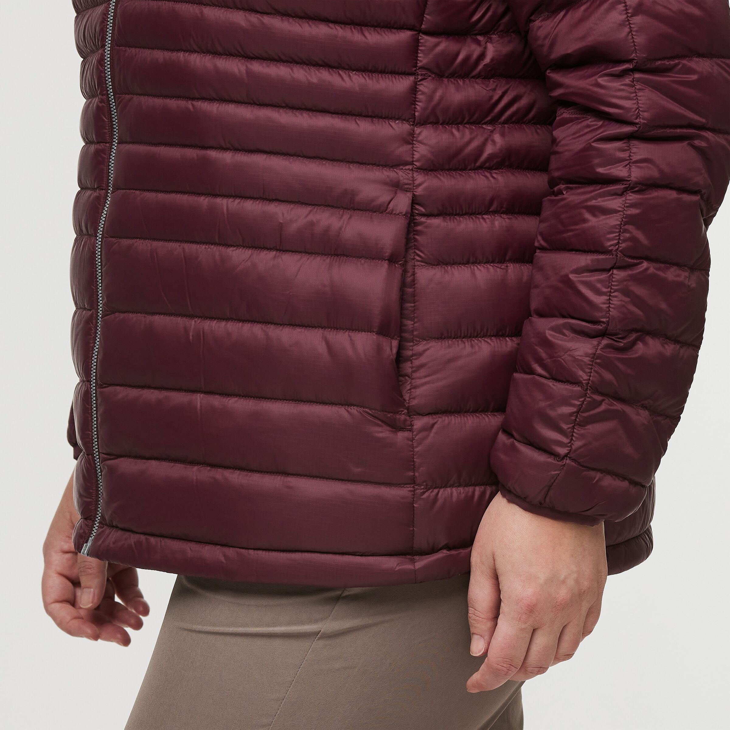 Fuego Down Hooded Jacket - Plus Size - Women's, Wine Stripes