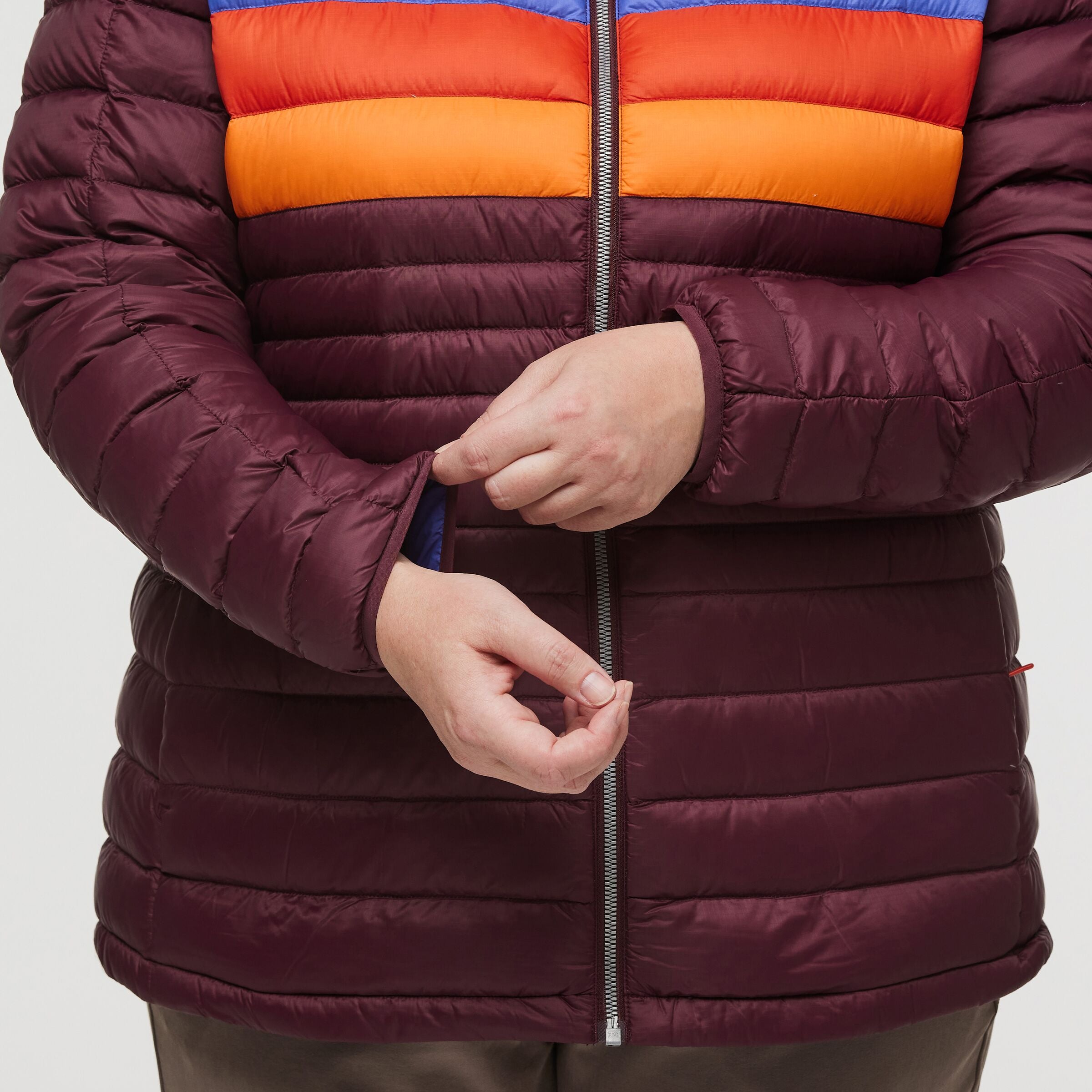 Fuego Down Hooded Jacket - Plus Size - Women's, Wine Stripes