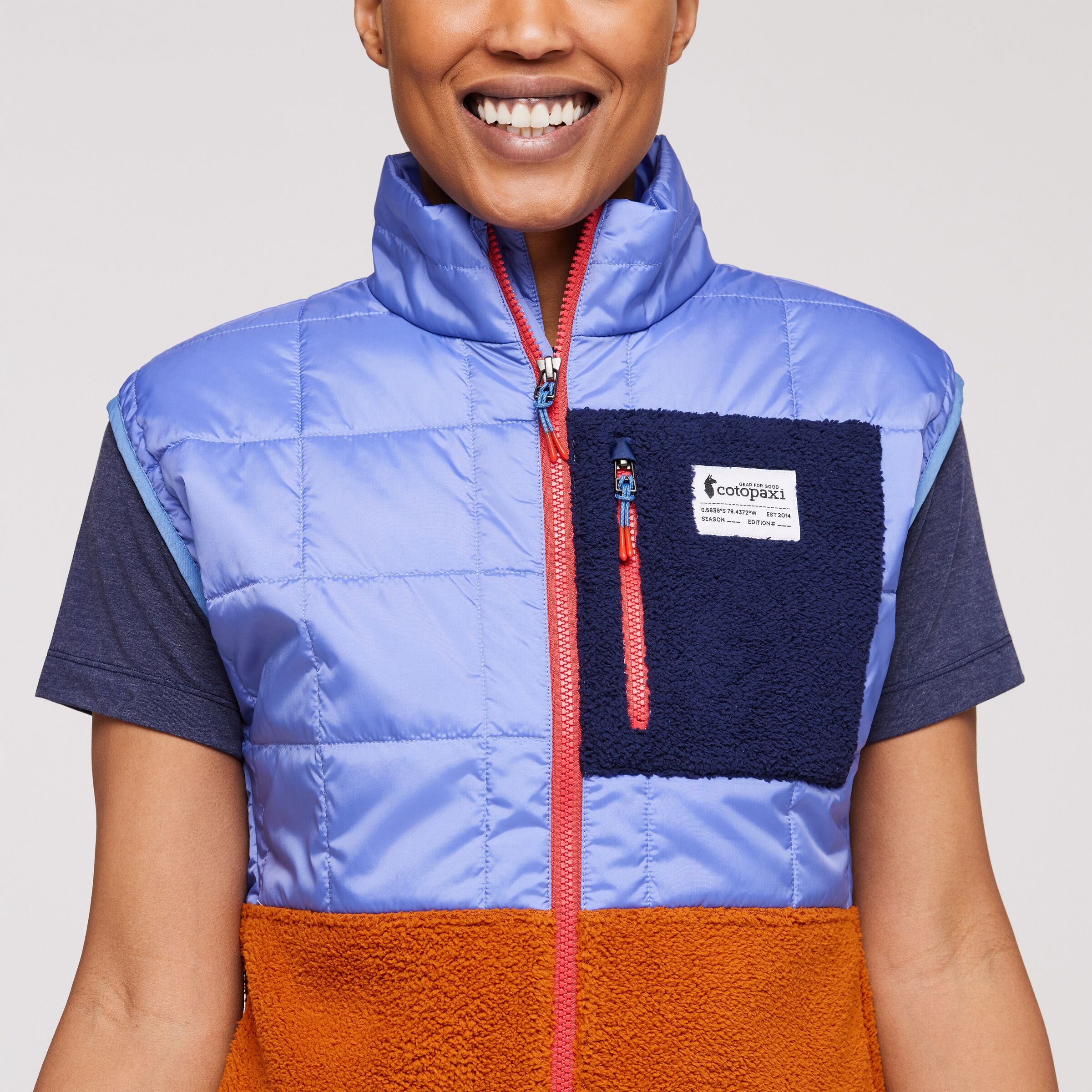Trico Hybrid Vest - Women's, Lupine & Mezcal, Model Callie